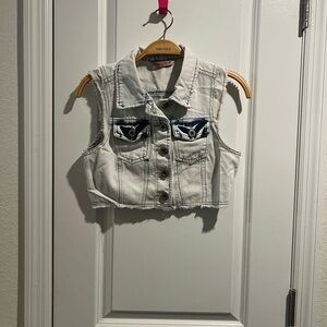 Highway Jeans Denim Vest - White and Blue
